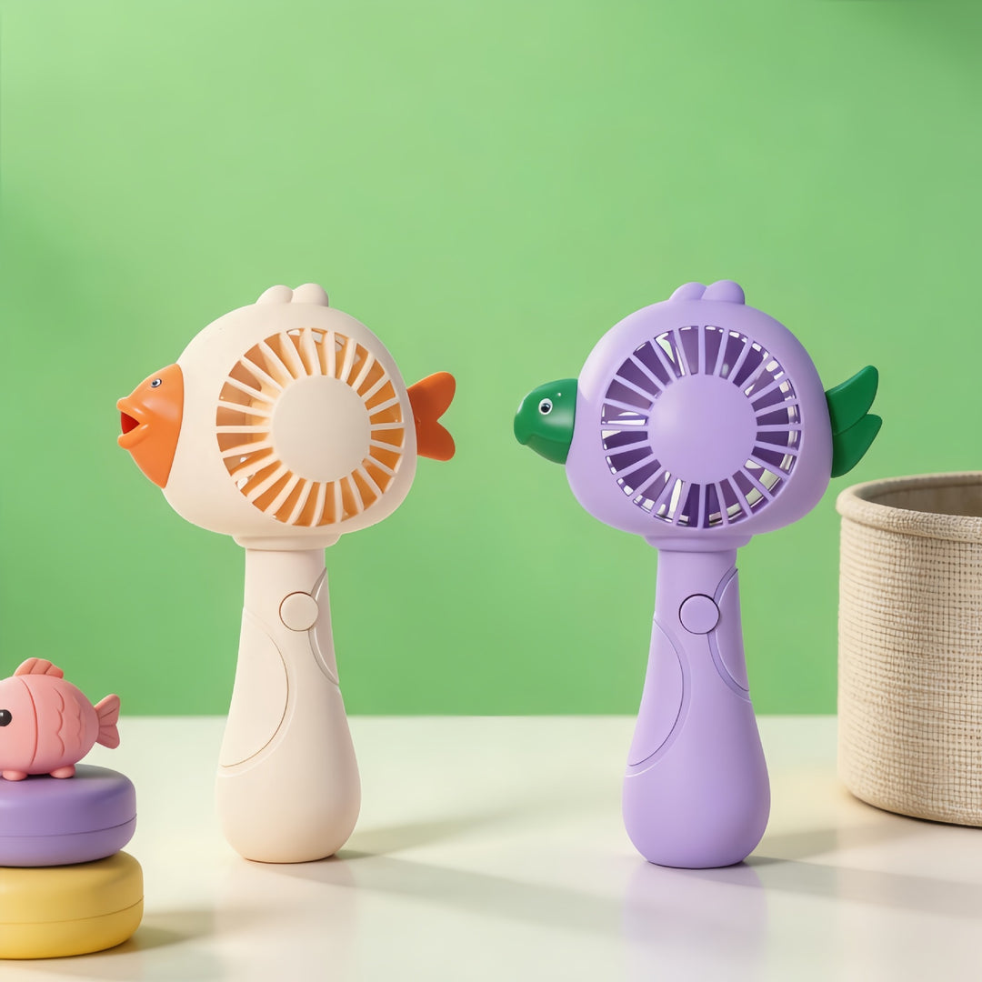Ladies portable hand fan in playful bird design Bowlift