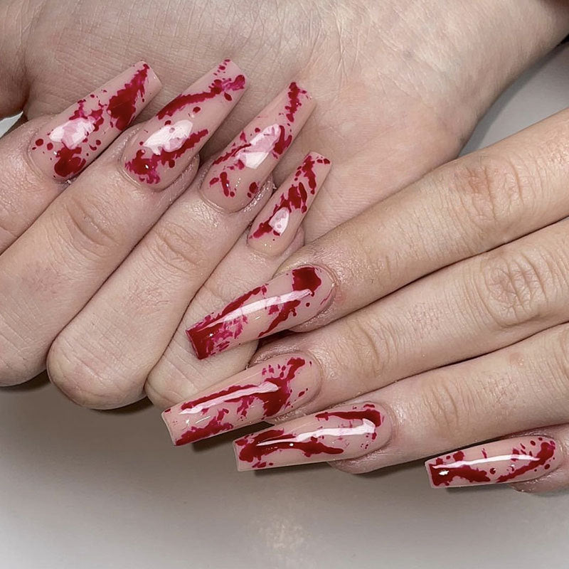 Artistic Blood Splatter Nail Art Extensions Bowlift