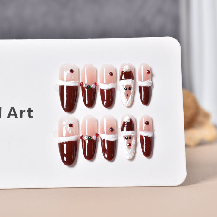 Festive Character-Themed Press-On Nail Art Bowlift
