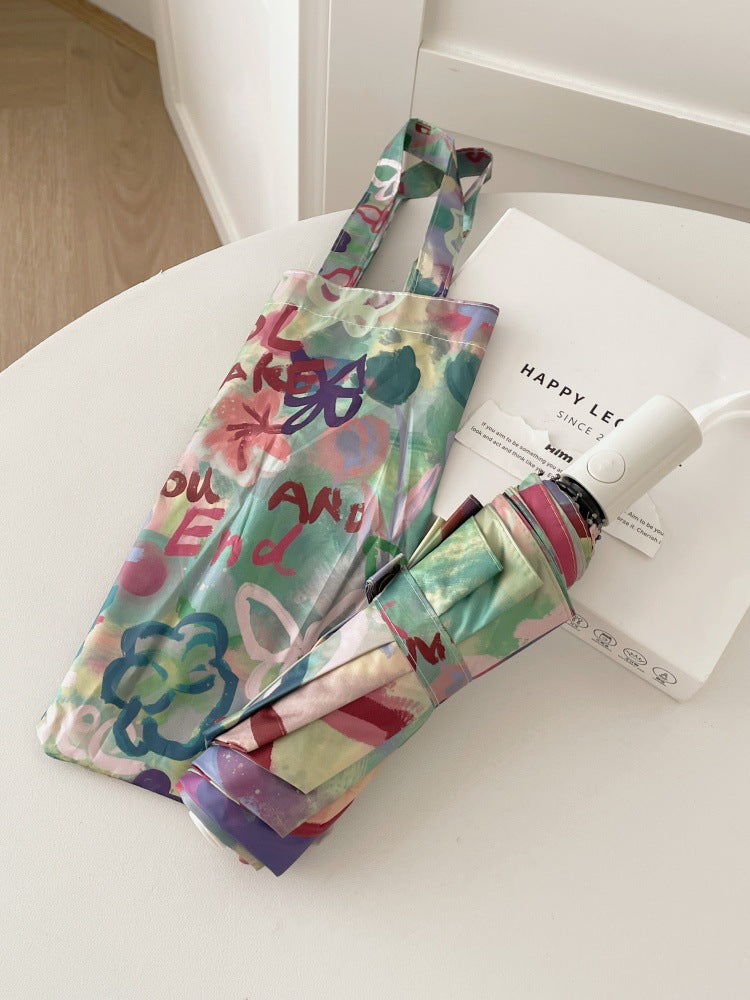 Ladies Foldable Rainbow Retouch Rain Umbrella Bowlift