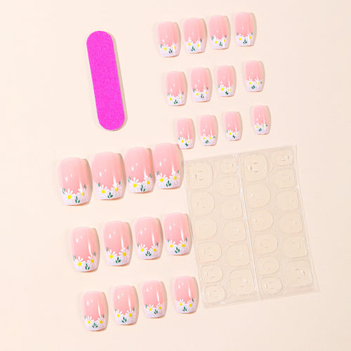 Floral French Tip Nail Art Set Bowlift