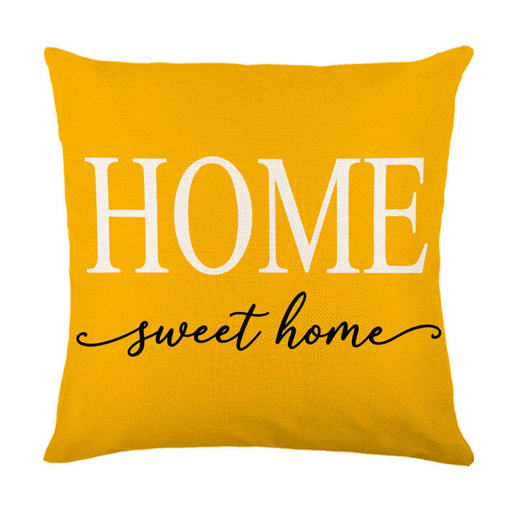 Linen-Texture Sunflower Print Square Throw Pillow Cover