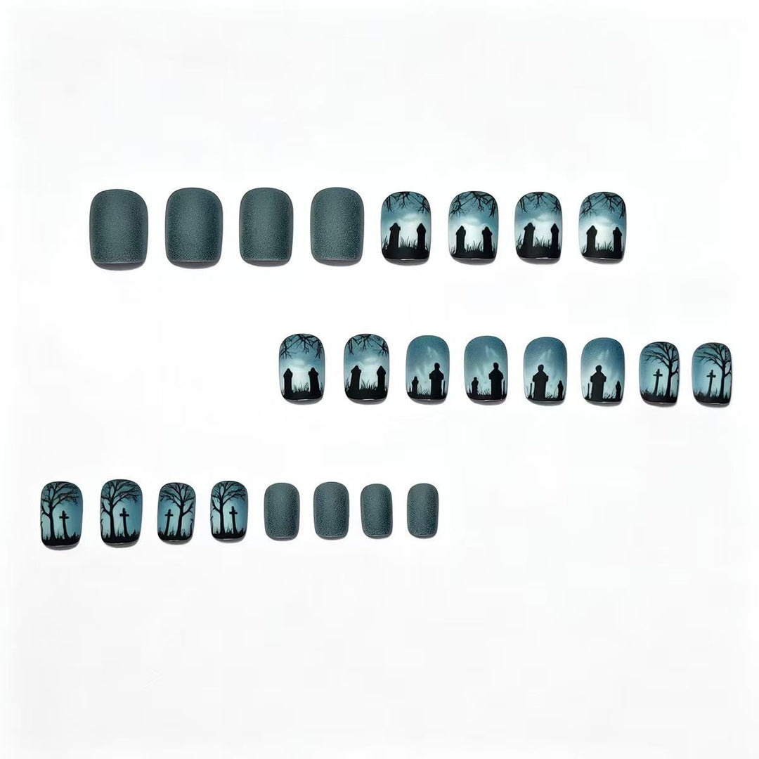 Creative nail art with dramatic tombstone design Bowlift