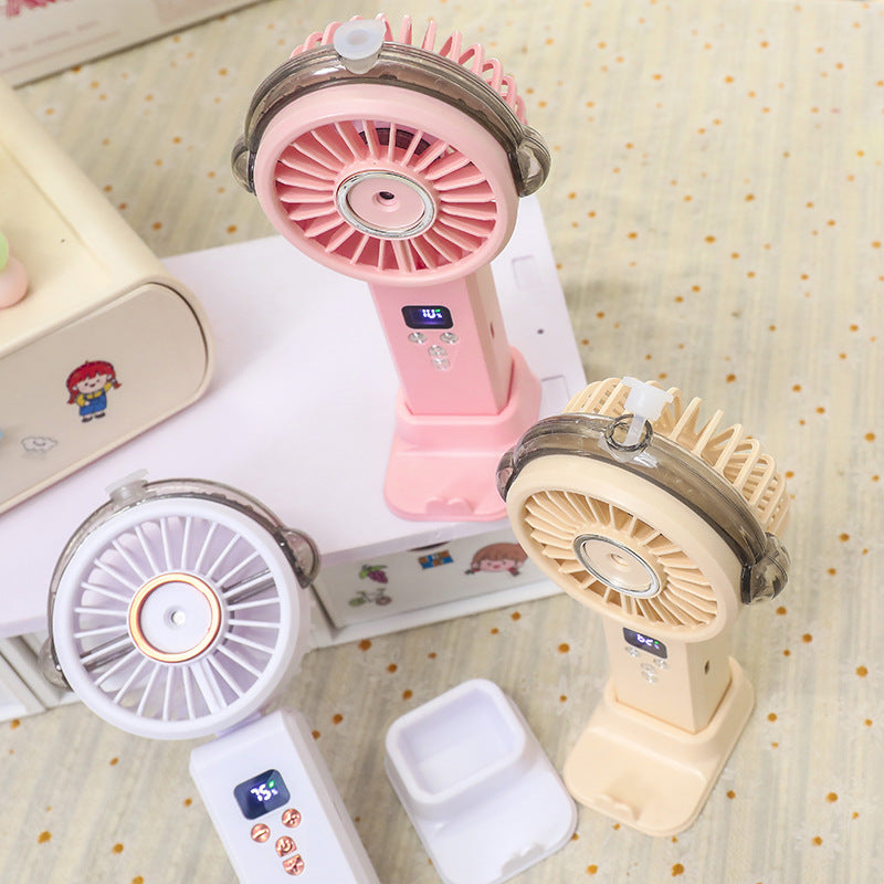 Women portable spray fan with LCD display Bowlift