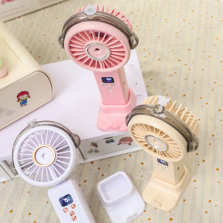 Women portable spray fan with LCD display Bowlift