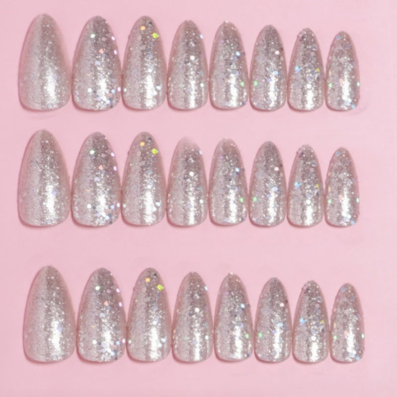 Glittering Almond-Shaped Press-On Nail Set Bowlift