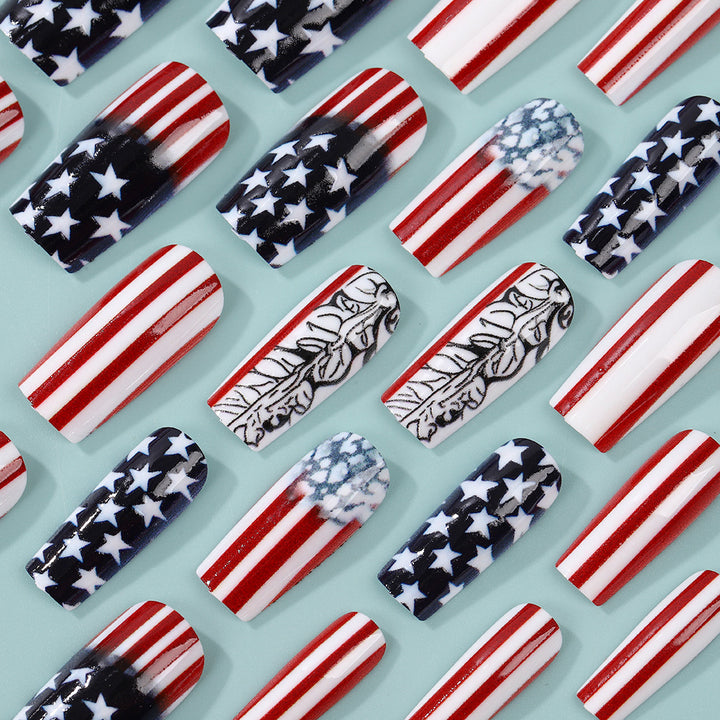 Creative artificial nails with patriotic design Bowlift