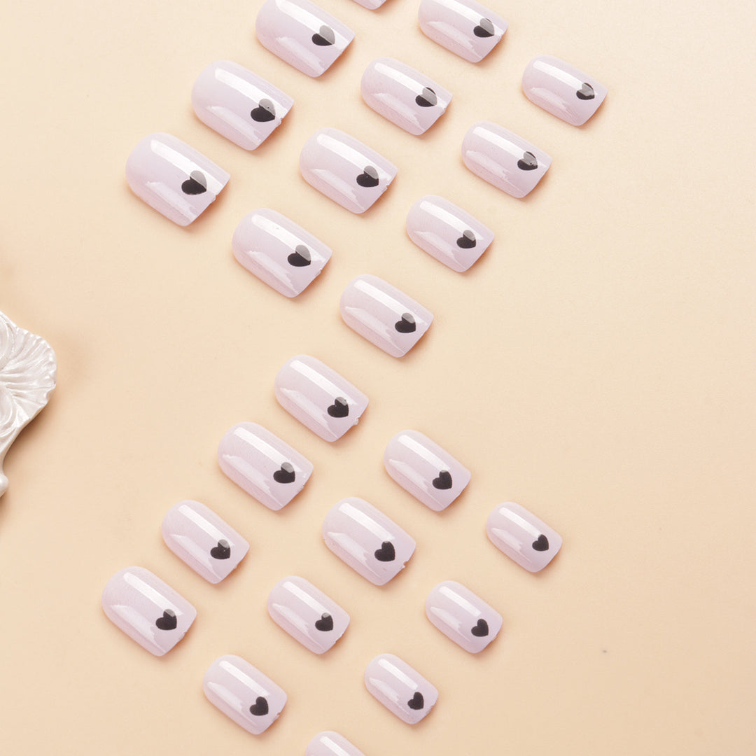 Heart-Embellished Press-On Nail Set Bowlift