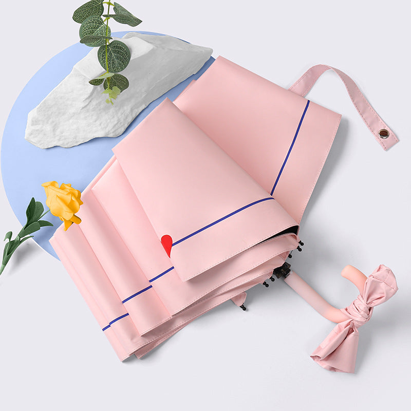 Women's Foldable Umbrella with Elegant Heart Design Bowlift