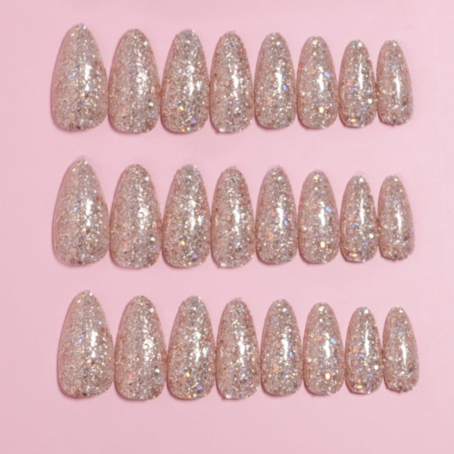 Glittering Almond-Shaped Press-On Nail Set Bowlift