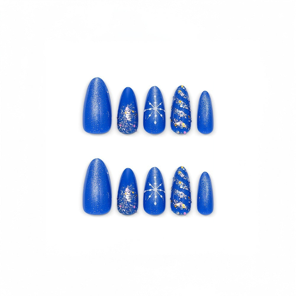 Glamorous artificial nails with glitter and pattern design Bowlift