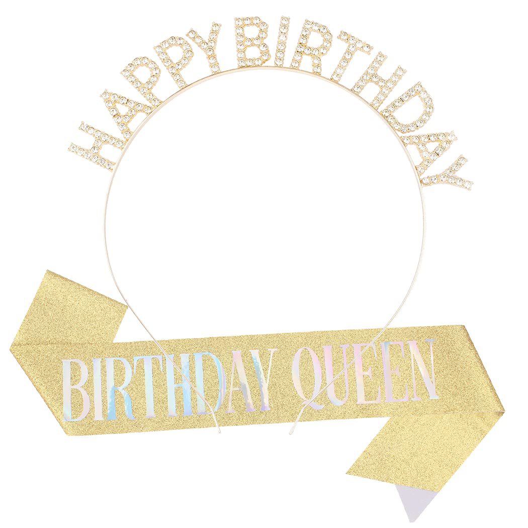 Ladies Glittering Headband with "Happy Birthday" Inscription Bowlift
