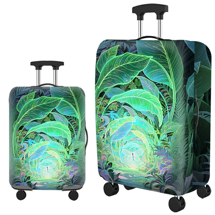 Tropical Leaf Print Hard Shell Luggage Bowlift