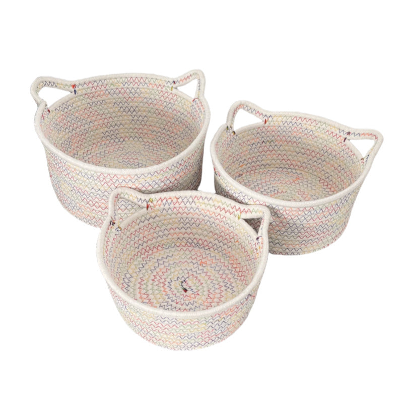 Women's Round Woven Storage Basket with Practical Handles Bowlift