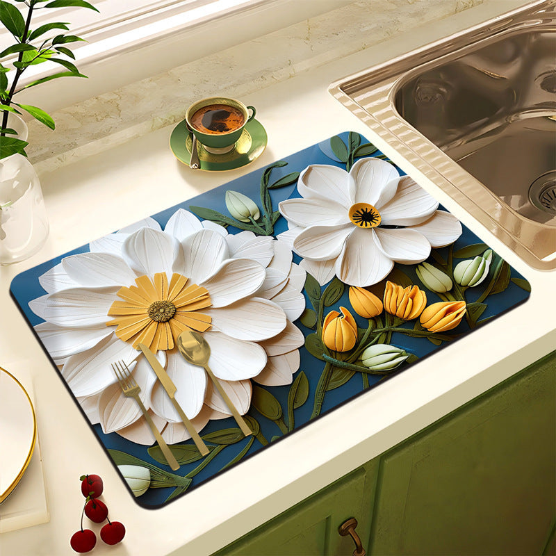 Decorative Floral Kitchen Mat