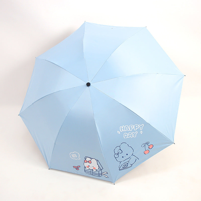 Ladies folding umbrella with playful design and cheerful Bowlift motif