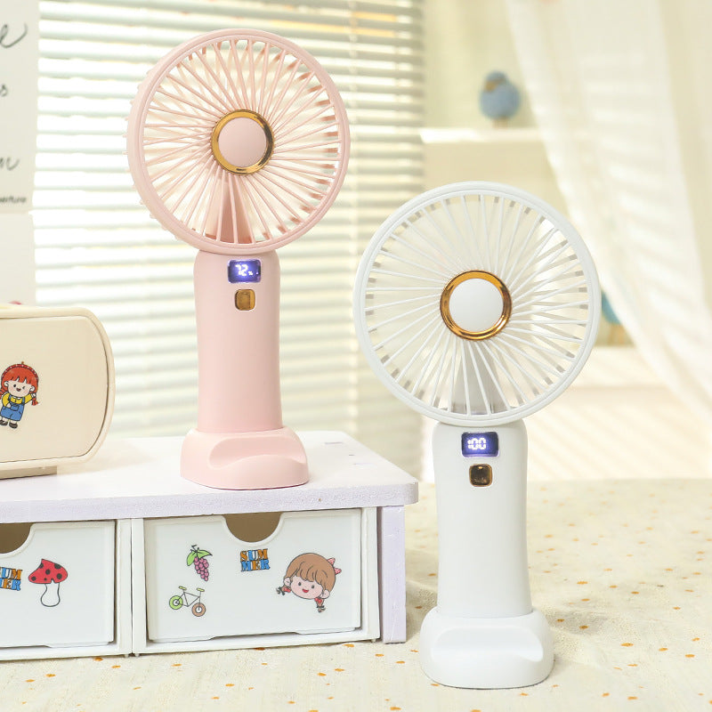 Ladies Portable USB Handheld Fan with Digital Speed Control Bowlift