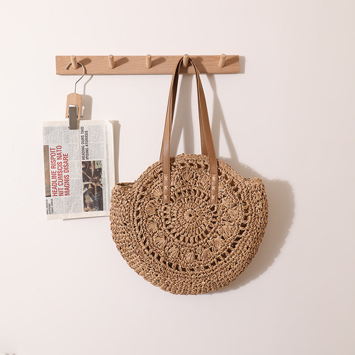 Handmade macrame tote bag with leather handles Bowlift