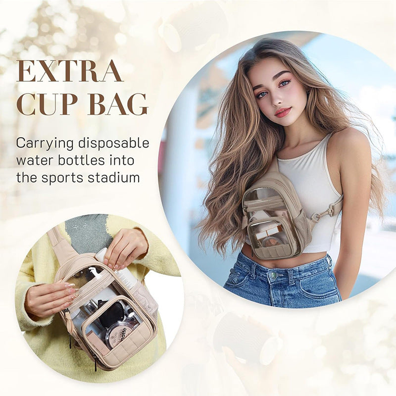 Practical shoulder bag with transparent front pocket Bowlift