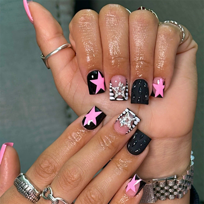 Artificial nail set with colorful design and creative details Bowlift