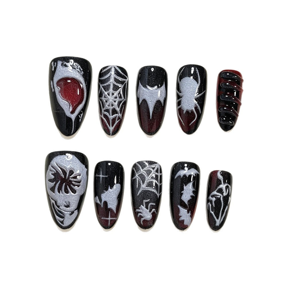 Halloween Nail Art Set with Spider Design and Gel Nails Bowlift