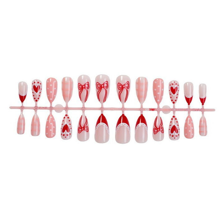 Creative Nail Art Set with Romantic Bow, Heart, and Dot Designs Bowlift