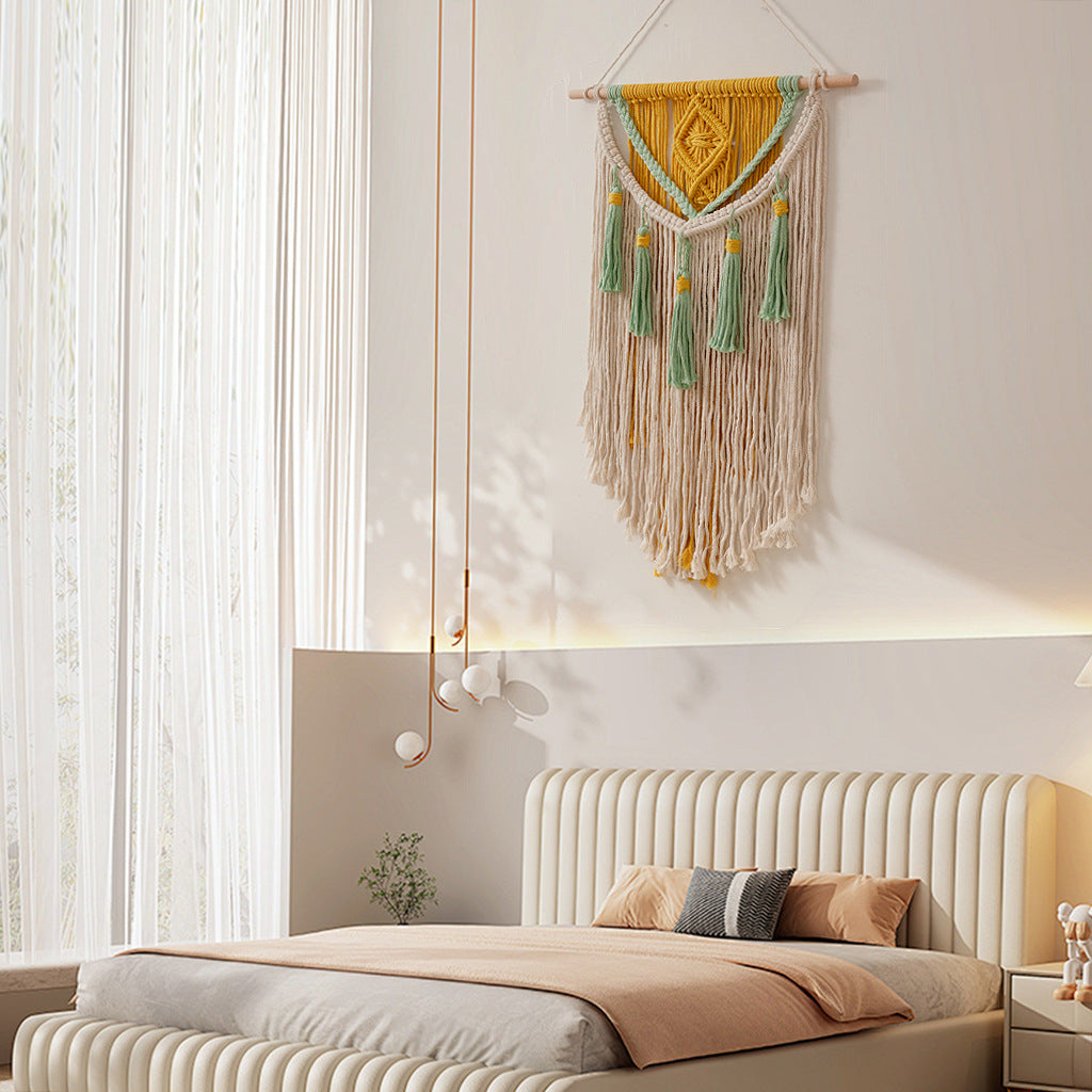 Macramé Wall Hanging Tapestry with Decorative Fringe Bowlift
