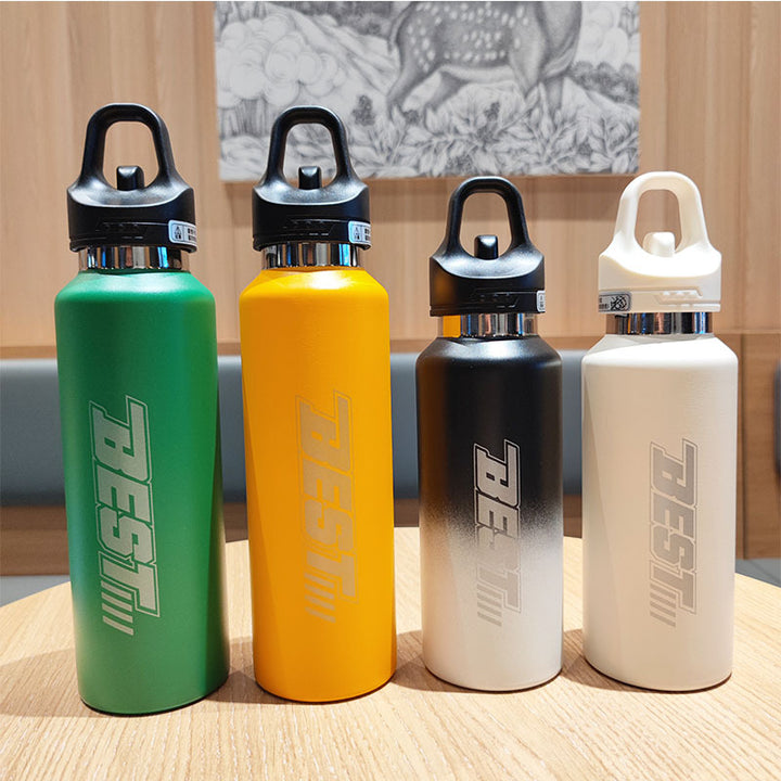 Women's sustainable stainless steel water bottle with leak-proof lid and handle Bowlift