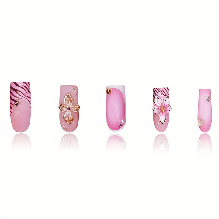Artistic Floral 3D Press-On Nails Bowlift