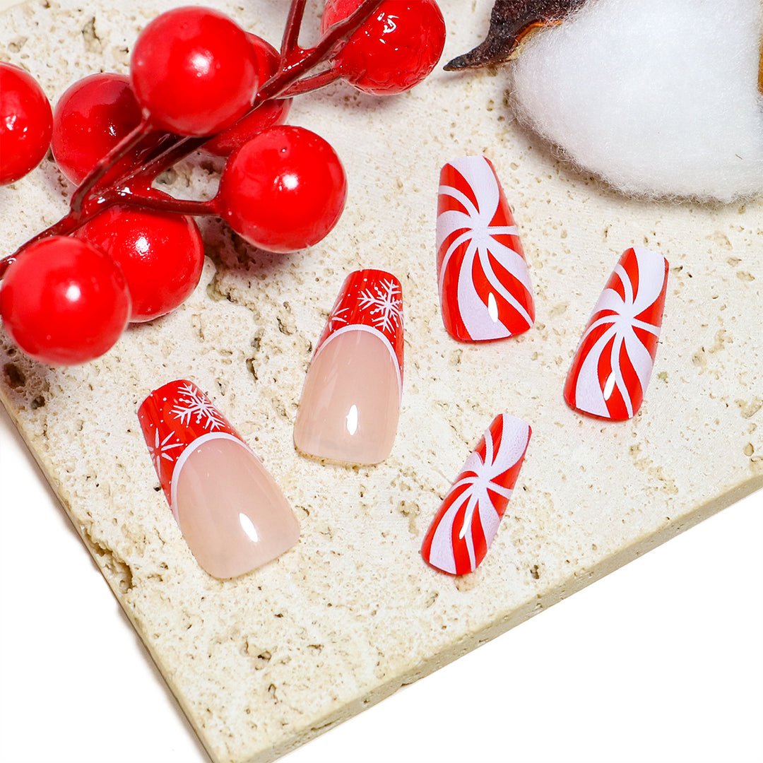 Festive Candy Cane Nail Art Set Bowlift