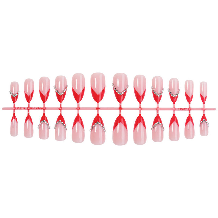 Premium Decorative Press-On Nail Set with Jewel Accents Bowlift