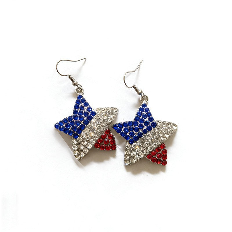 Women’s striking rhinestone earrings with flag motif United States Bowlift