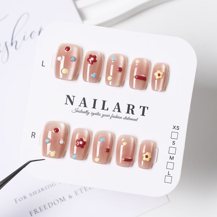 Artificial nails with playful decor Bowlift