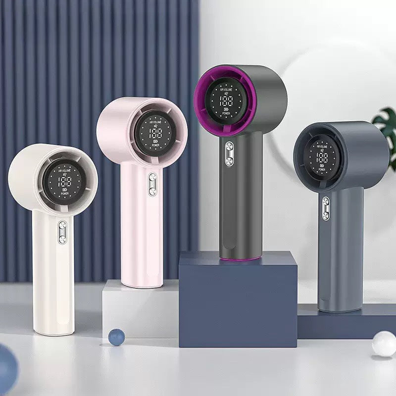 Cooling handheld bladeless personal fan with LED speed display and ultra-quiet brushless motor Bowlift