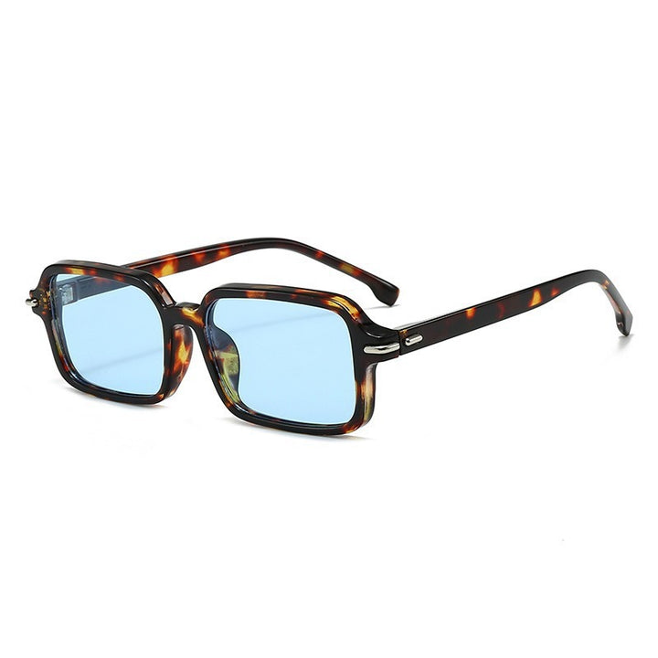Women's fashionable square sunglasses with stylish plastic frame and blue lenses Bowlift