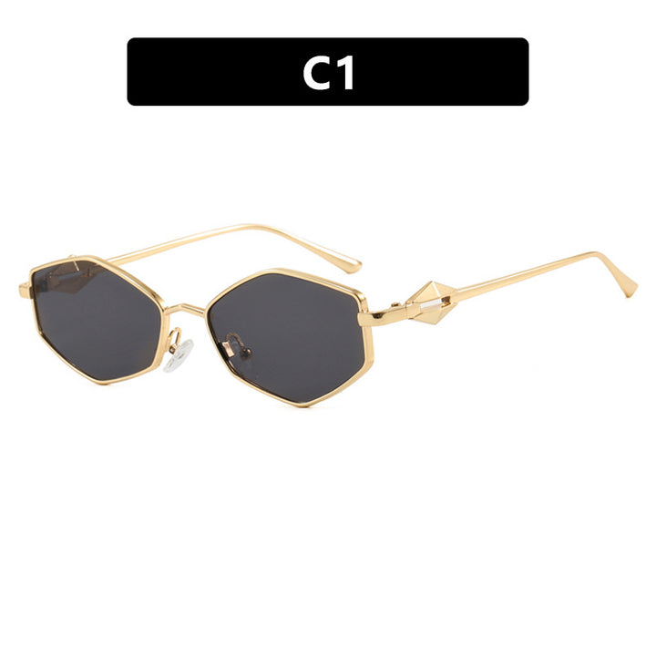 Women's geometric sunglasses with protective UV filter and high-end metal frame Bowlift