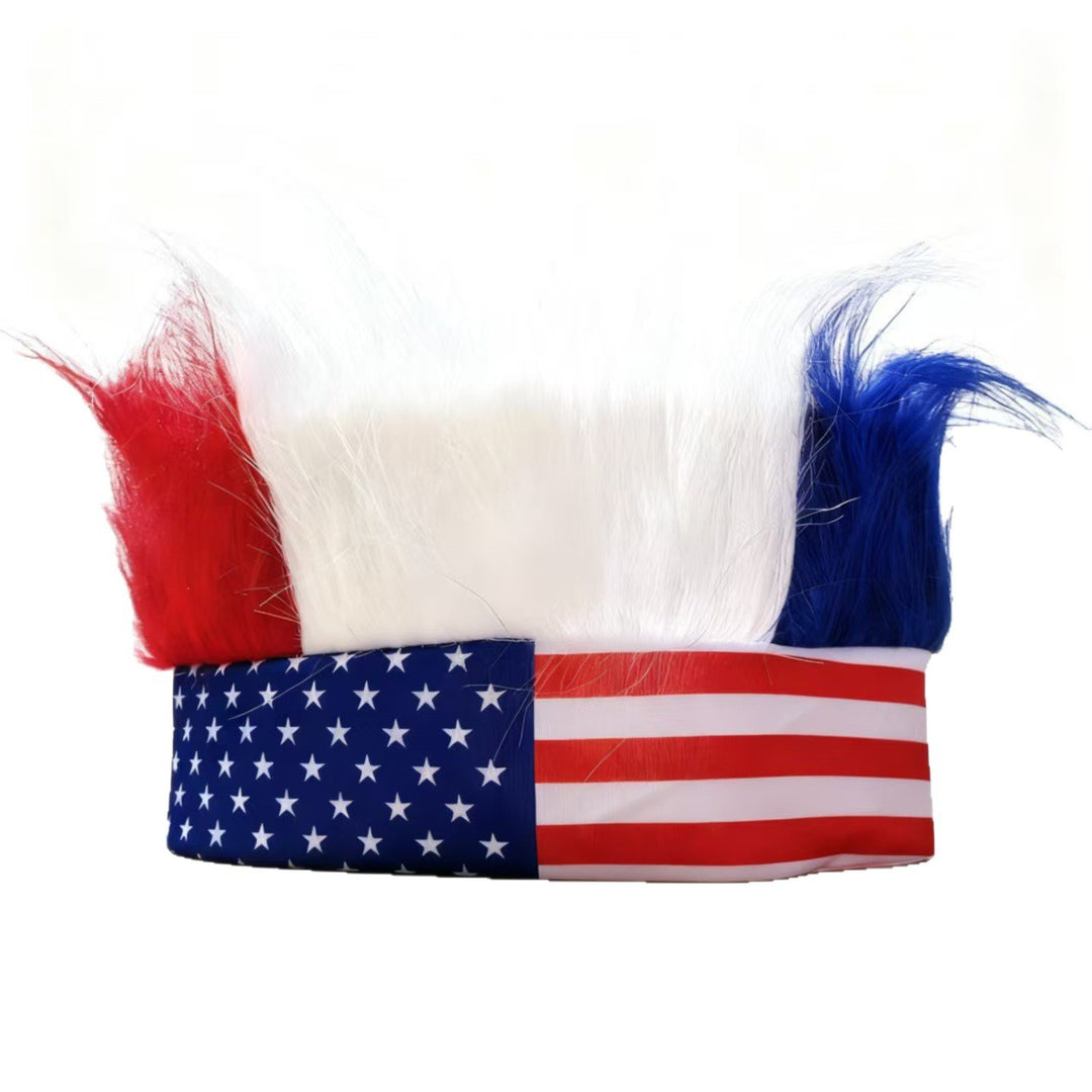 Independence Day novelty synthetic hair wig headband with American flag band Bowlift