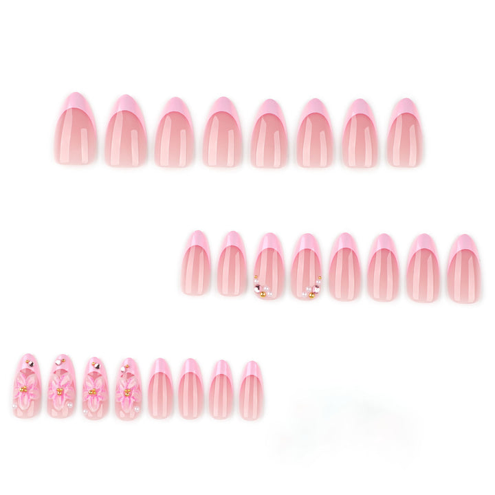 Press-On Nail Art Set with Floral Embellishments Bowlift