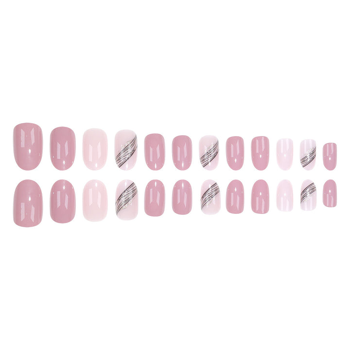 Elegant Long Almond-Shaped Press-On Nails with Gold Accents Bowlift