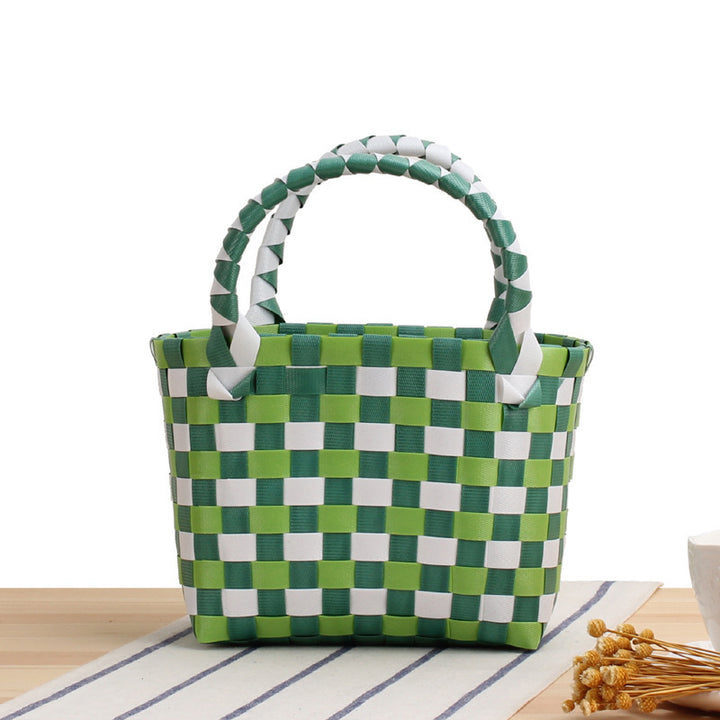 Handbag made of woven material with a stylish check pattern Bowlift