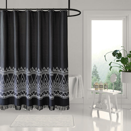 Geometric Fringe Shower Curtain Bowlift