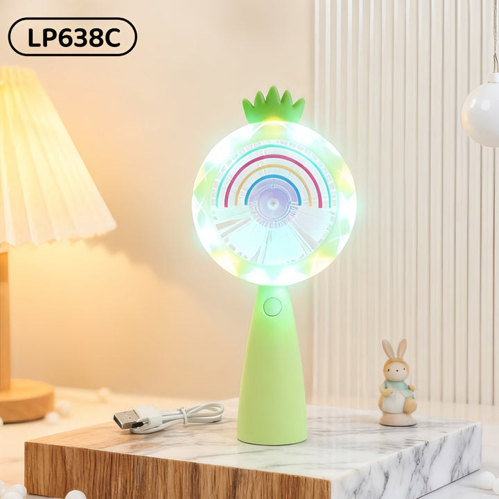 Women's Portable Mini Fan with LED Lighting and Innovative Display Function Bowlift