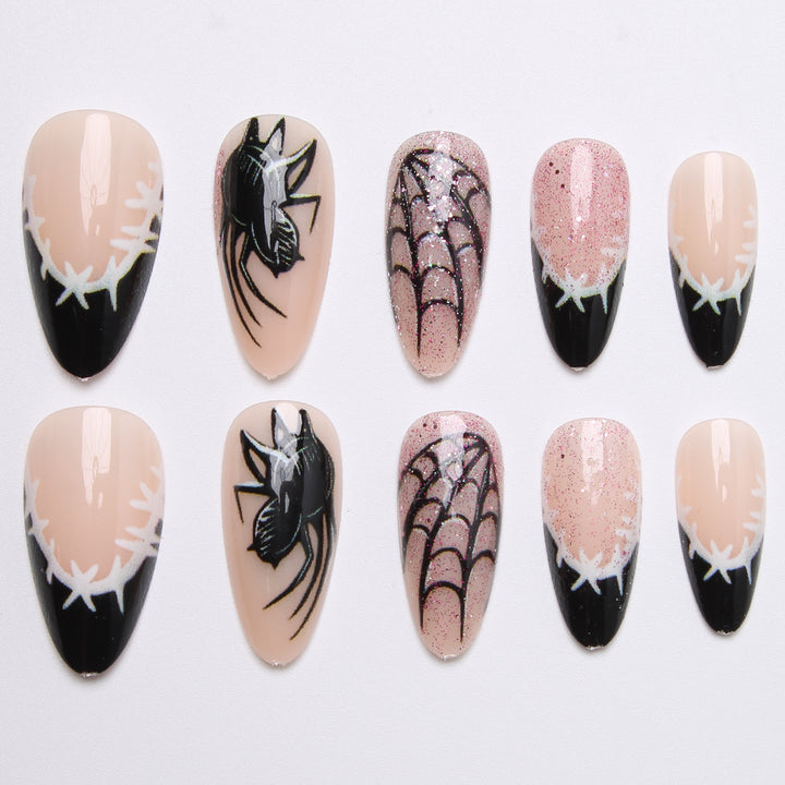 Creative nail art set with spider and web design Bowlift