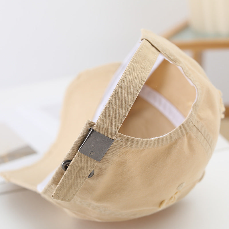Women's fashionable destroyed baseball cap with adjustable strap Bowlift