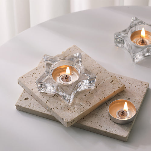 Star-Shaped Thick Crystal Glass Tealight Candle Holder Bowlift