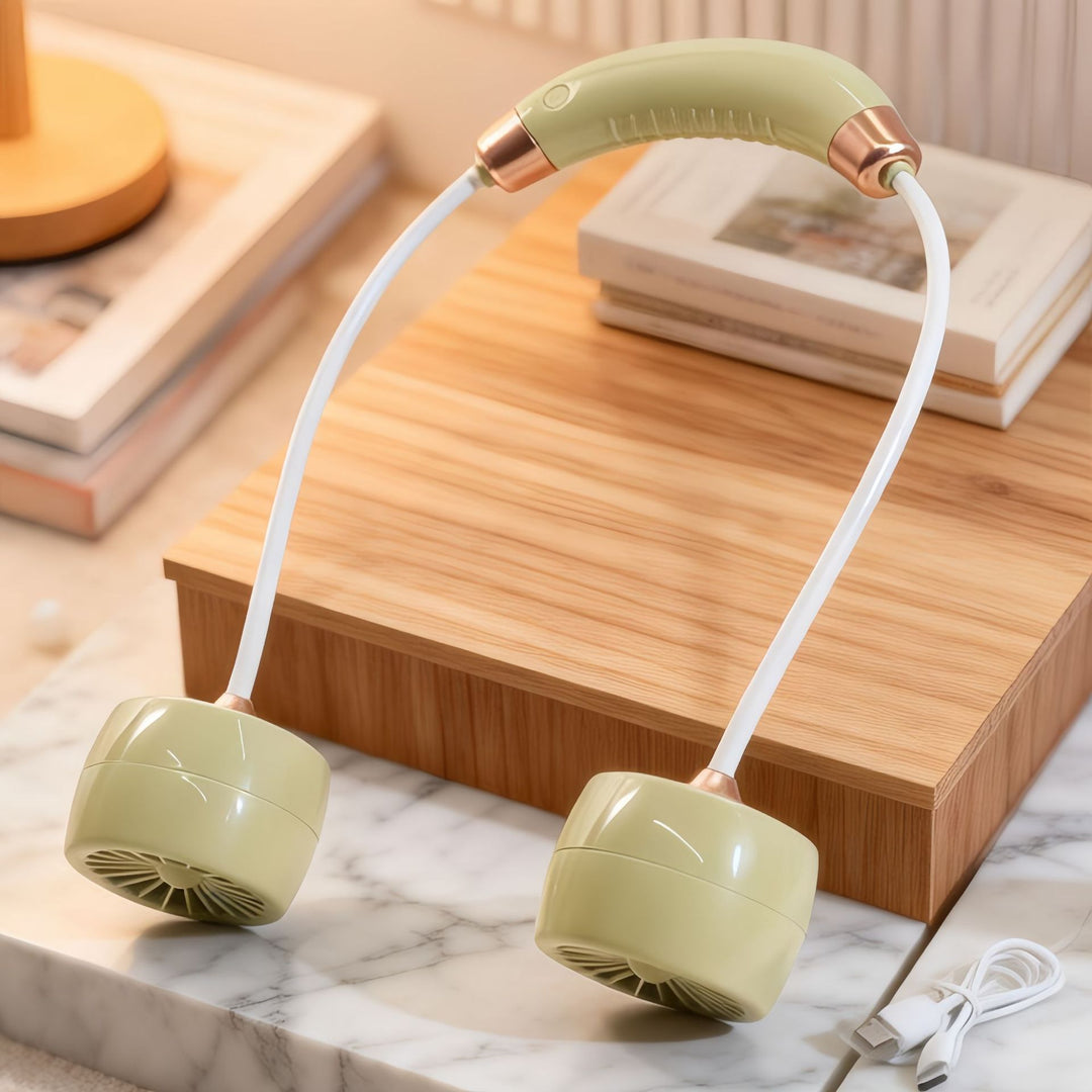 Women Portable Neck Fan with Flexible Arm and USB Connection Bowlift