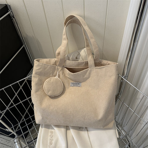 Stylish Corduroy Tote Bag
