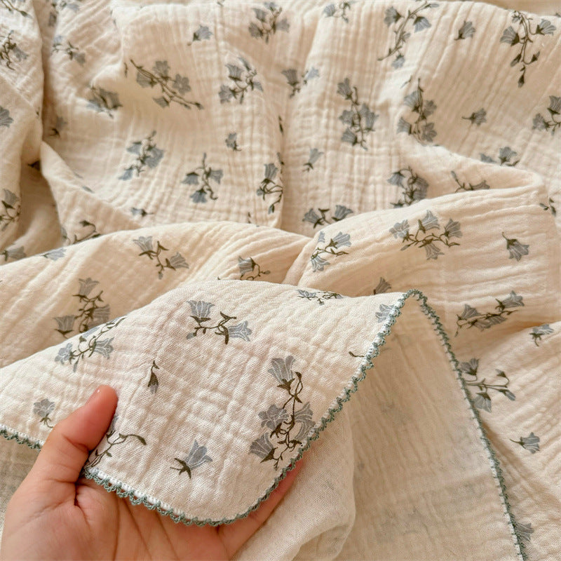 Women's Cozy Cotton Blanket with Floral Design Bowlift