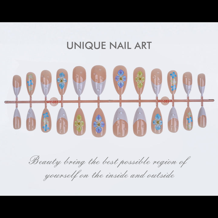 Decorative Floral Press-On Nail Art Set Bowlift