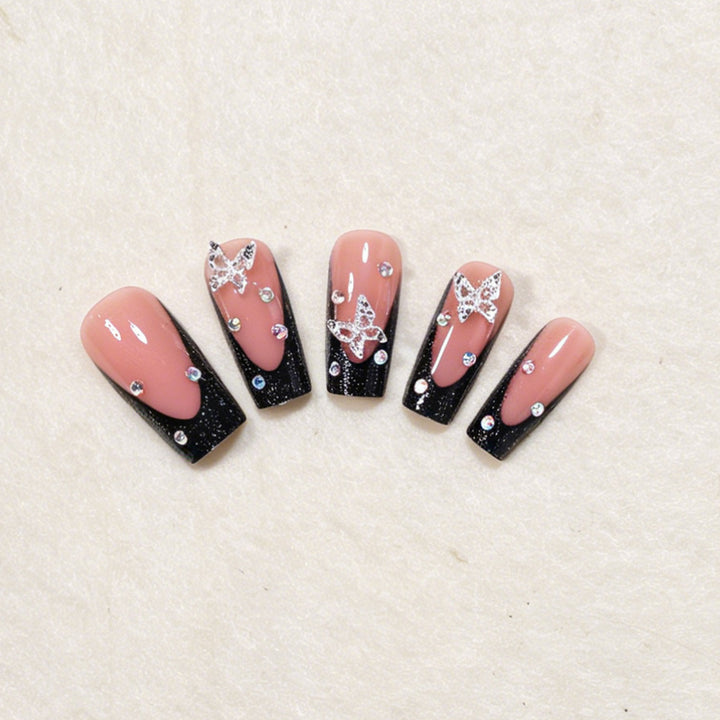 Butterfly Accented Press-On Nail Art Set Bowlift